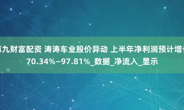 第九财富配资 涛涛车业股价异动 上半年净利润预计增长70.34%—97.81%_数据_净流入_显示