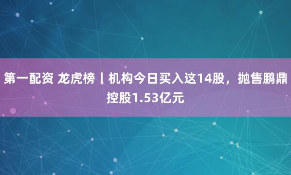 第一配资 龙虎榜丨机构今日买入这14股，抛售鹏鼎控股1.53亿元